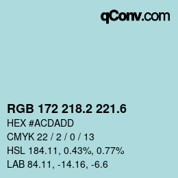 カラーコード: RGB 172 218.2 221.6 | qconv.com