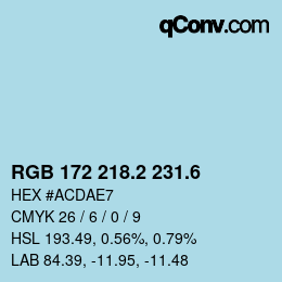 カラーコード: RGB 172 218.2 231.6 | qconv.com