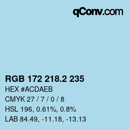 カラーコード: RGB 172 218.2 235 | qconv.com