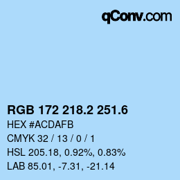 カラーコード: RGB 172 218.2 251.6 | qconv.com