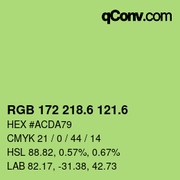 カラーコード: RGB 172 218.6 121.6 | qconv.com