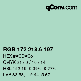 カラーコード: RGB 172 218.6 197 | qconv.com