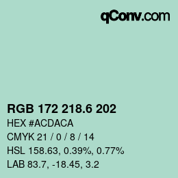 カラーコード: RGB 172 218.6 202 | qconv.com