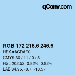 カラーコード: RGB 172 218.6 246.6 | qconv.com