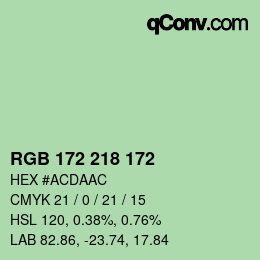 カラーコード: RGB 172 218 172 | qconv.com