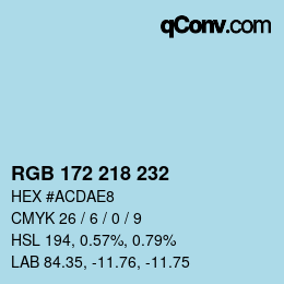 Color code: RGB 172 218 232 | qconv.com