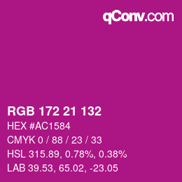 颜色代码: RGB 172 21 132 | qconv.com