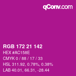 Color code: RGB 172 21 142 | qconv.com