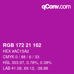 Color code: RGB 172 21 162 | qconv.com