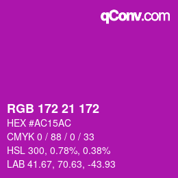 Color code: RGB 172 21 172 | qconv.com