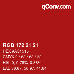 Color code: RGB 172 21 21 | qconv.com
