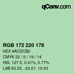 カラーコード: RGB 172 220 178 | qconv.com