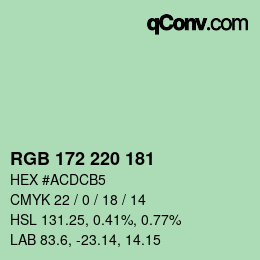 カラーコード: RGB 172 220 181 | qconv.com