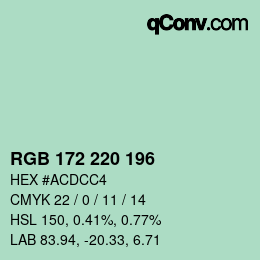 Color code: RGB 172 220 196 | qconv.com