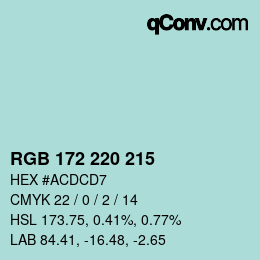 カラーコード: RGB 172 220 215 | qconv.com