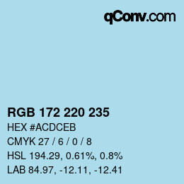 Color code: RGB 172 220 235 | qconv.com