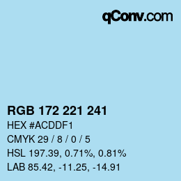 カラーコード: RGB 172 221 241 | qconv.com