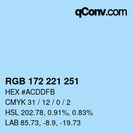 Color code: RGB 172 221 251 | qconv.com