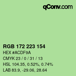 Color code: RGB 172 223 154 | qconv.com