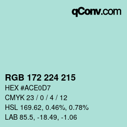 Color code: RGB 172 224 215 | qconv.com