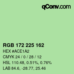 Color code: RGB 172 225 162 | qconv.com