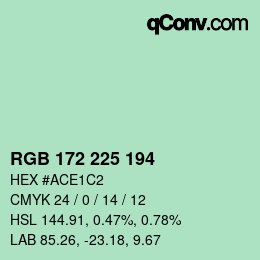 カラーコード: RGB 172 225 194 | qconv.com