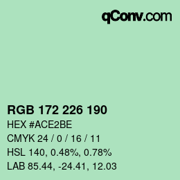 Color code: RGB 172 226 190 | qconv.com