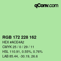 Color code: RGB 172 228 162 | qconv.com