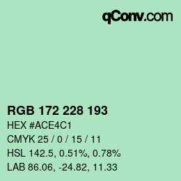 カラーコード: RGB 172 228 193 | qconv.com