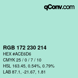 Color code: RGB 172 230 214 | qconv.com