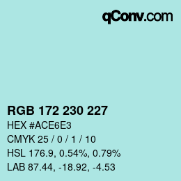 Color code: RGB 172 230 227 | qconv.com