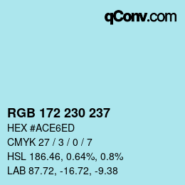 Color code: RGB 172 230 237 | qconv.com