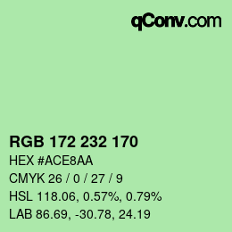 カラーコード: RGB 172 232 170 | qconv.com