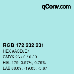 Color code: RGB 172 232 231 | qconv.com