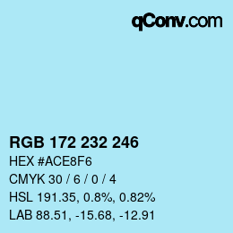 Color code: RGB 172 232 246 | qconv.com
