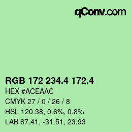 カラーコード: RGB 172 234.4 172.4 | qconv.com