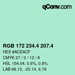 カラーコード: RGB 172 234.4 207.4 | qconv.com