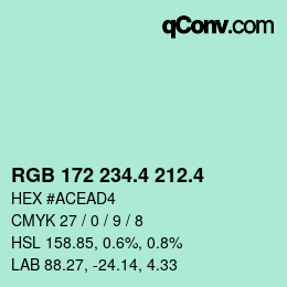 カラーコード: RGB 172 234.4 212.4 | qconv.com
