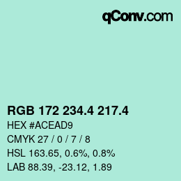 カラーコード: RGB 172 234.4 217.4 | qconv.com