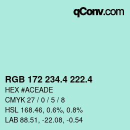 カラーコード: RGB 172 234.4 222.4 | qconv.com