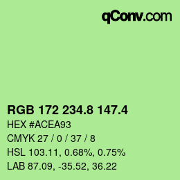 カラーコード: RGB 172 234.8 147.4 | qconv.com
