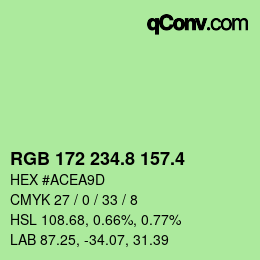 カラーコード: RGB 172 234.8 157.4 | qconv.com