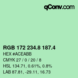 カラーコード: RGB 172 234.8 187.4 | qconv.com