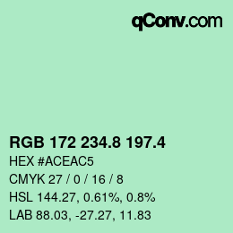 カラーコード: RGB 172 234.8 197.4 | qconv.com