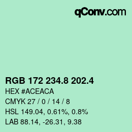 カラーコード: RGB 172 234.8 202.4 | qconv.com