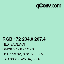 カラーコード: RGB 172 234.8 207.4 | qconv.com