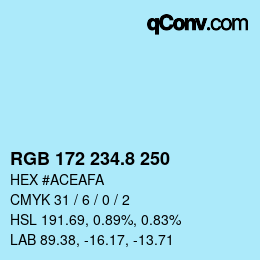 カラーコード: RGB 172 234.8 250 | qconv.com