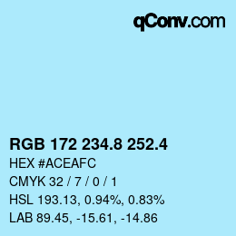 カラーコード: RGB 172 234.8 252.4 | qconv.com