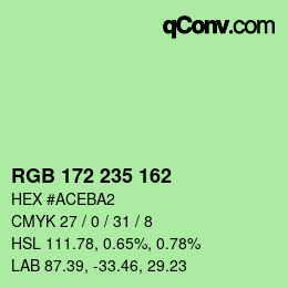 Color code: RGB 172 235 162 | qconv.com
