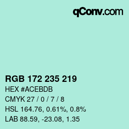 Color code: RGB 172 235 219 | qconv.com